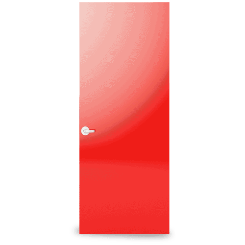 A red AF-100 door on a black background.