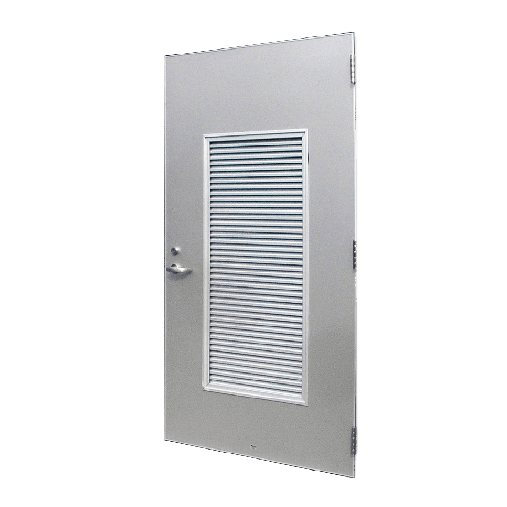 An SL-16 aluminum flush door with blinds.