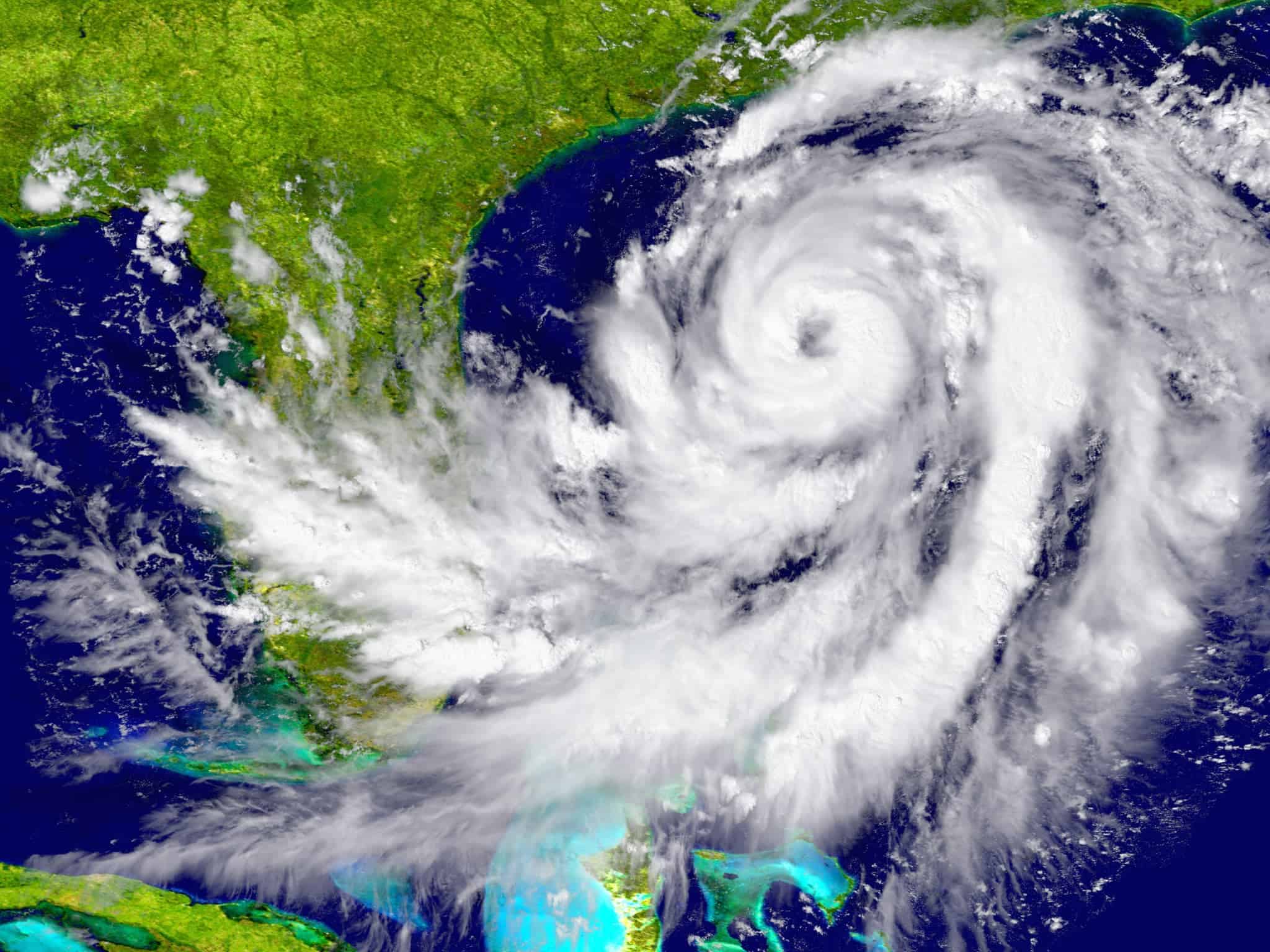 A satellite image of a hurricane in the gulf of mexico.