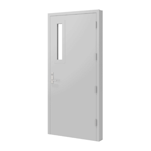 A lite grey door render with a half narrow lite kit and handle.