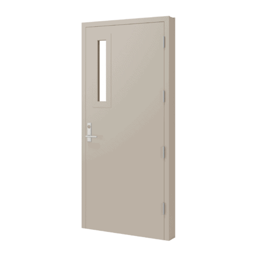 A beige door on a beige background.