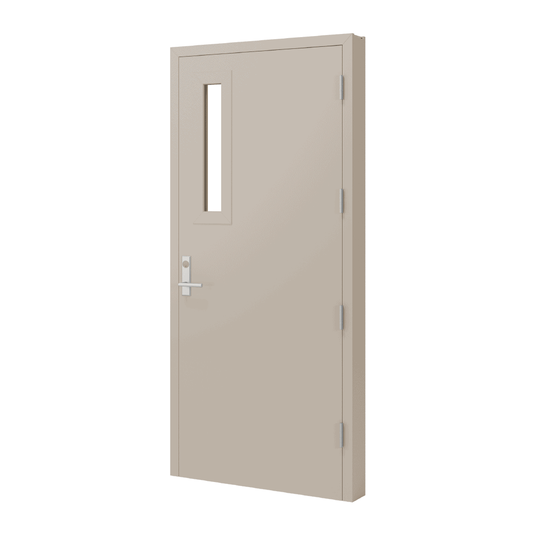 A beige door render with a half narrow lite kit.