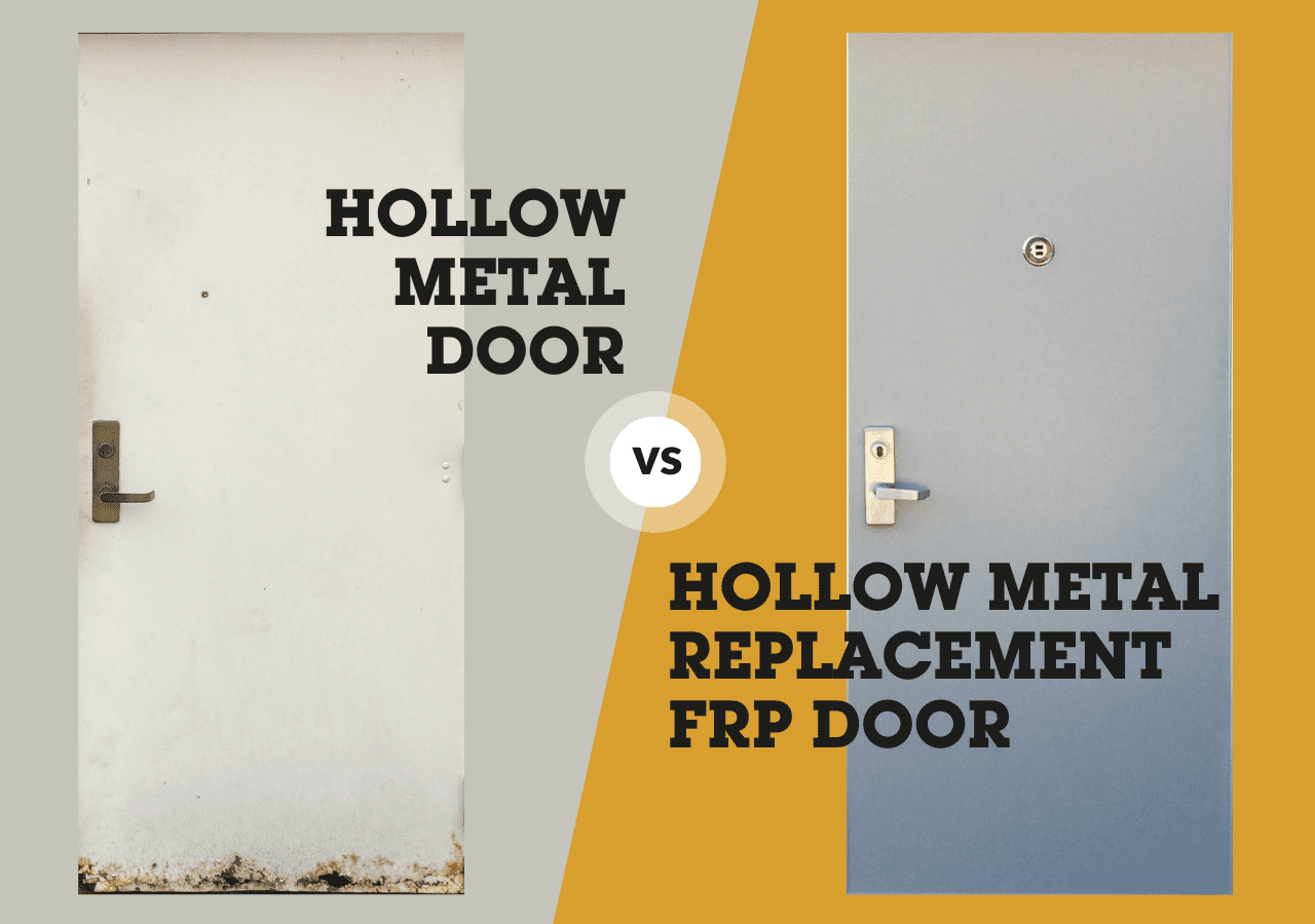 Comparison between a hollow metal door and a replacement fpp door.