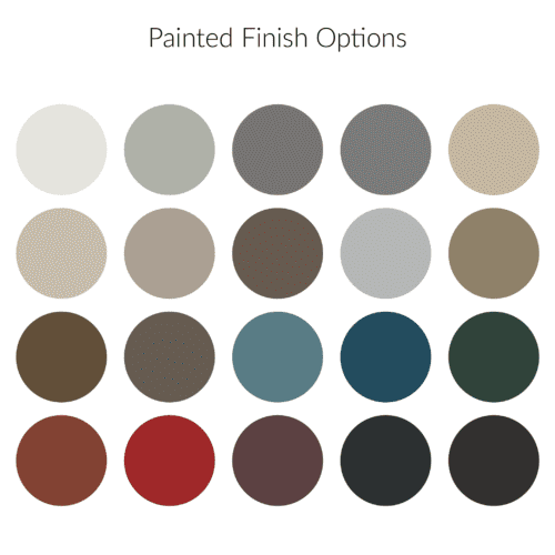 A painted finish options chart with a variety of colors.