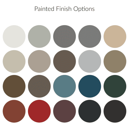 A painted finish options chart with a variety of colors.