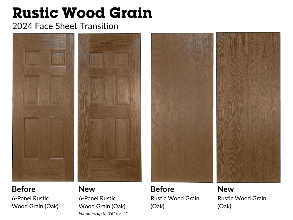 Two sets of before and after images showing the more realistic wood grain transition. 