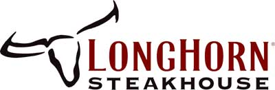 LongHorn Steakhouse logo featuring a stylized outline of longhorn cattle horns to the left of the restaurant name in bold red and black text, perfect for businesses seeking national account commercial door solutions.