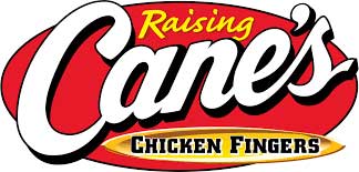 Raising Cane's Chicken Fingers logo with red, white, yellow, and black text on a red oval background—ideal for businesses seeking national account commercial door solutions.