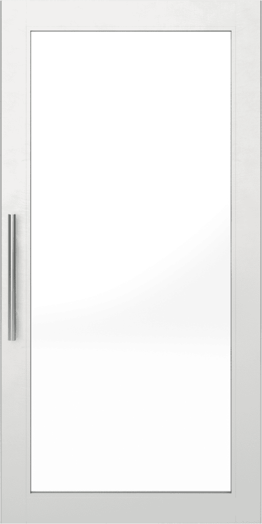 A closed glass door with a metal frame and a vertical silver handle on the left side, ideal for national account commercial door solutions.